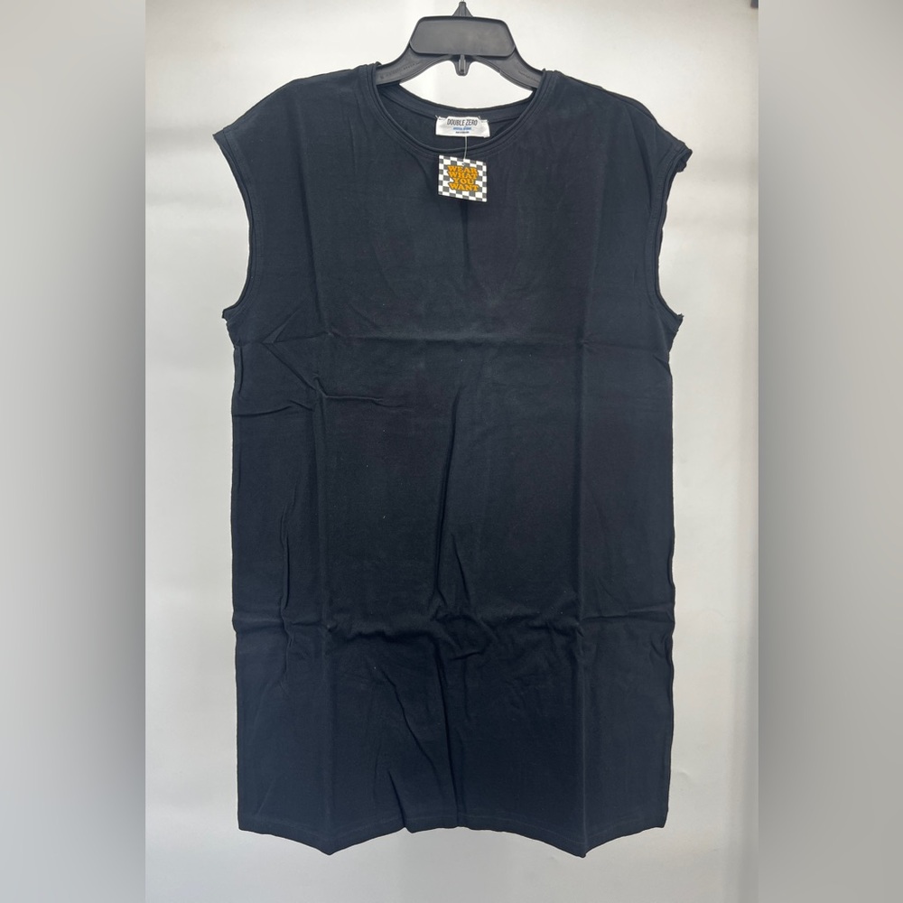 Women’s Brand Double Zero Black Sleeveless Tank Top Long Oversized By LALA